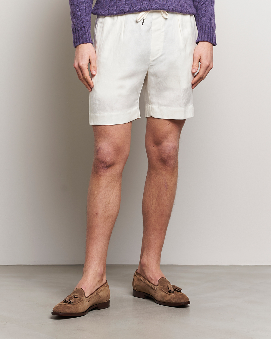 Herre | Hørshorts | Ralph Lauren Purple Label | Linen/Silk Drawstring Shorts White