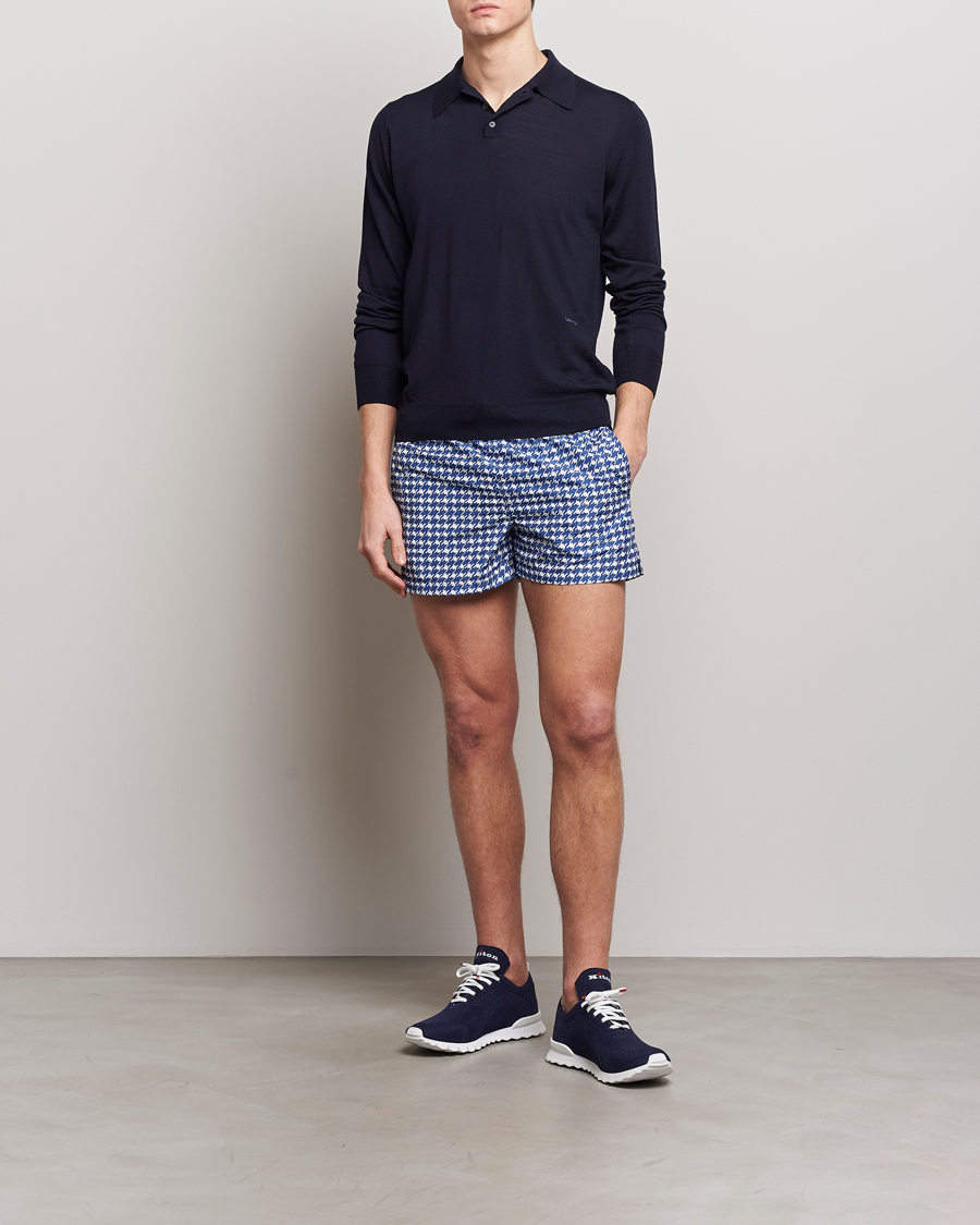 Herre | Badebukser | Kiton | Printed Nylon Swim Shorts Navy