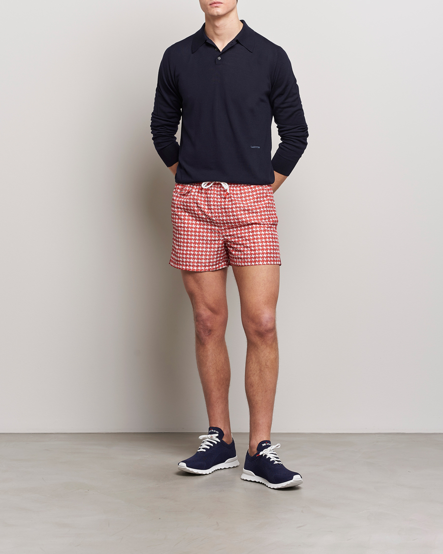 Herre | Badebukser | Kiton | Printed Nylon Swim Shorts Red