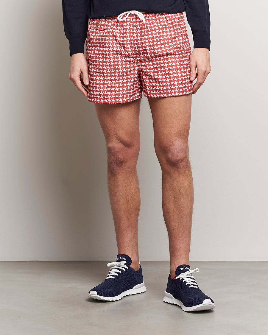 Herre | Badebukser | Kiton | Printed Nylon Swim Shorts Red