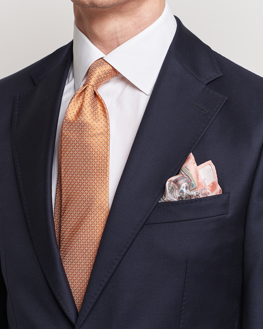 Herr | Slipsar | Amanda Christensen | Box Set Silk Twill 8cm Tie With Pocket Square Orange