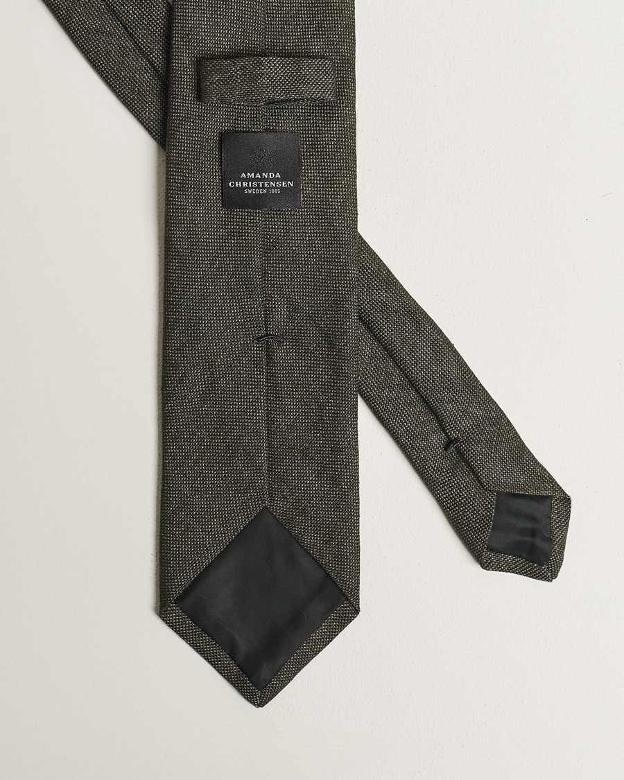Herre | Slips | Amanda Christensen | Amanda ChristensenHopsack Linen 8cm TieDark Olive