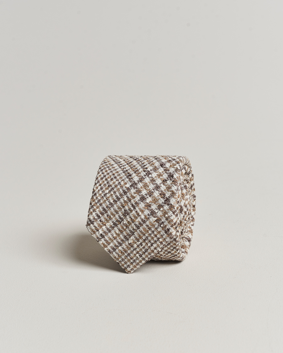 Herre |  | Amanda Christensen | Linen Structured 8cm Tie White/Beige/Brown