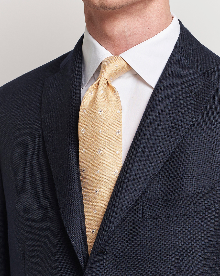 Herre | Business & Beyond | Amanda Christensen | Cotton/Silk/Linen Printed Flower 8cm Tie Yellow