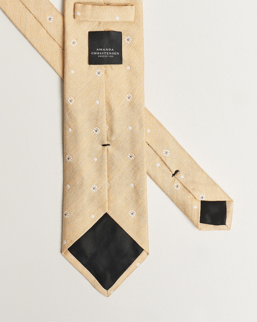 Herre | Amanda Christensen | Amanda Christensen | Cotton/Silk/Linen Printed Flower 8cm Tie Yellow