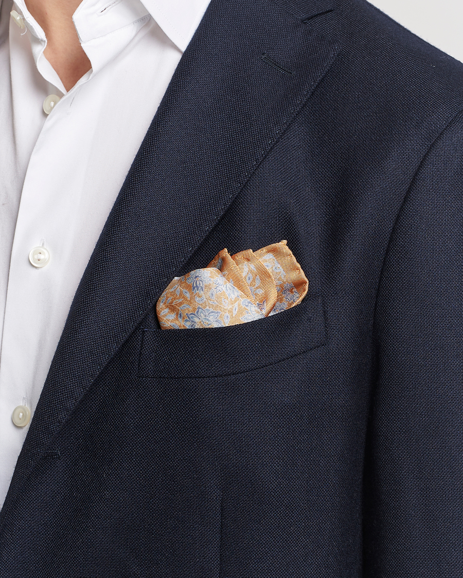 Herre |  | Amanda Christensen | Silk Oxford Printed Flower Pocket Square Yellow