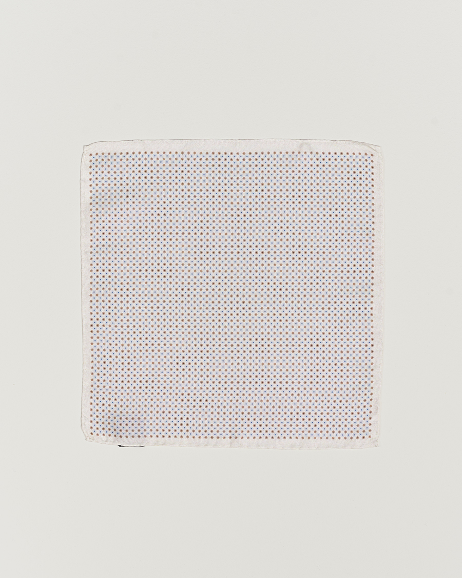 Herre | Amanda Christensen Silk Oxford Printed Flower Pocket Square Cream | Amanda Christensen | Silk Oxford Printed Flower Pocket Square Cream