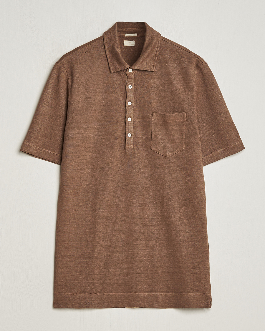 Herre | Polotrøjer | Massimo Alba | Wembley Linen Polo Dark Brown