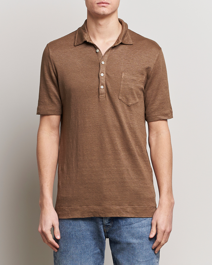 Herre | Polotrøjer | Massimo Alba | Wembley Linen Polo Dark Brown