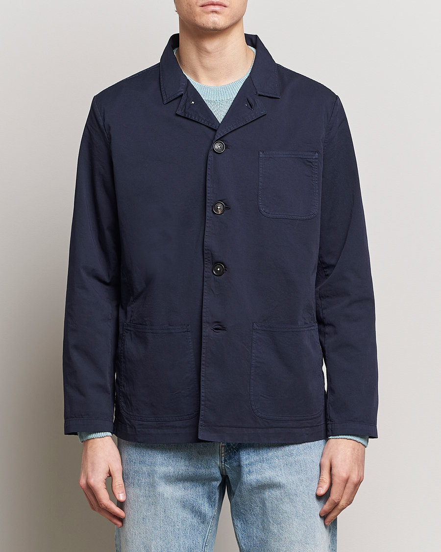 Herre | Italian Department | Massimo Alba | Florida Stone Washed Shirt Jacket Navy