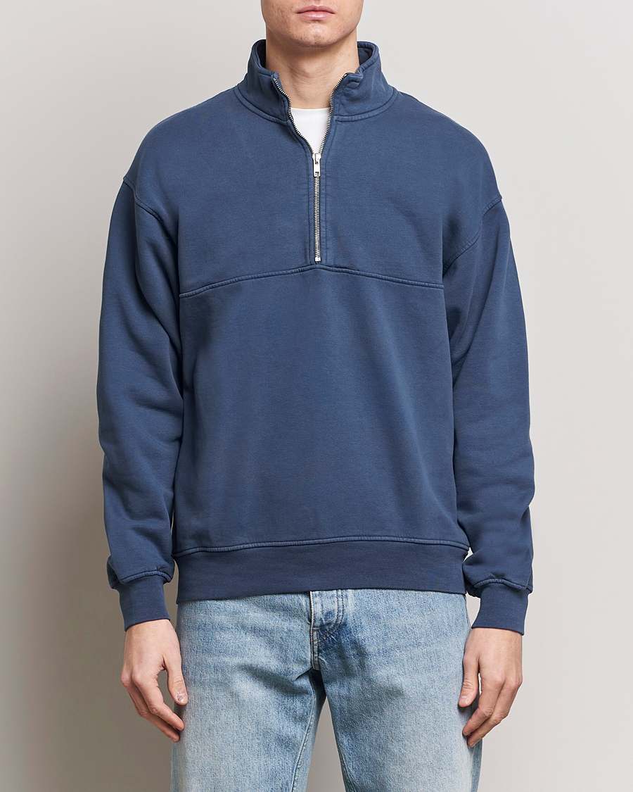 Herre | Contemporary Creators | Colorful Standard | Classic Organic Half-Zip Petrol Blue