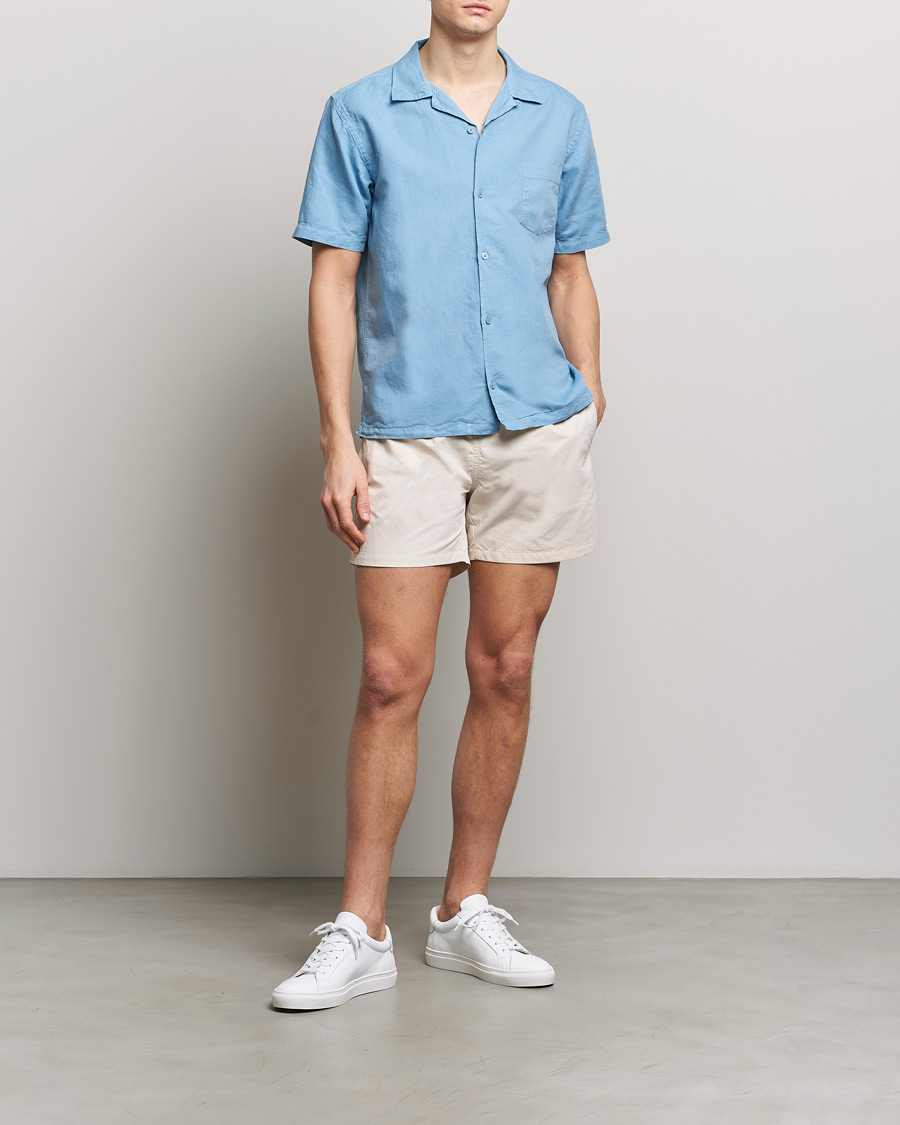 Herre | Skjorter | Colorful Standard | Cotton/Linen Short Sleeve Shirt Seaside Blue