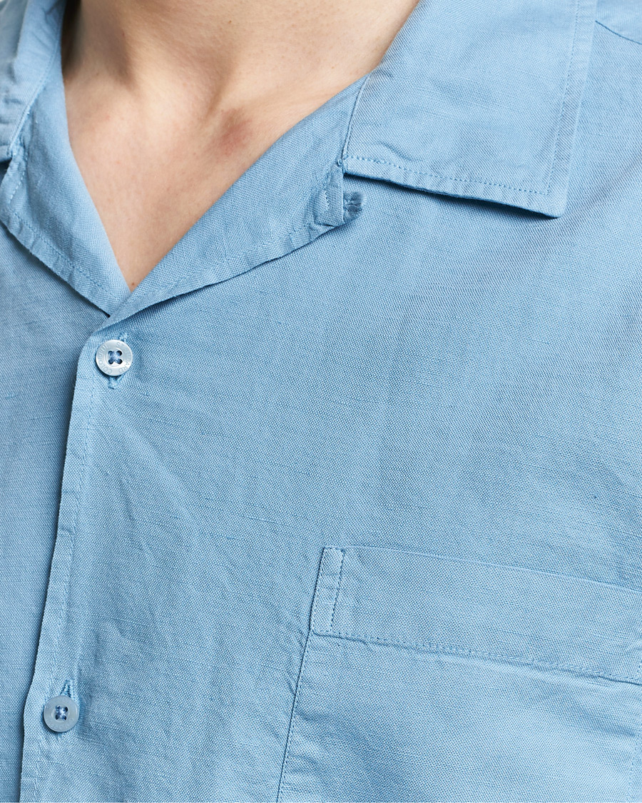 Herre | Skjorter | Colorful Standard | Cotton/Linen Short Sleeve Shirt Seaside Blue