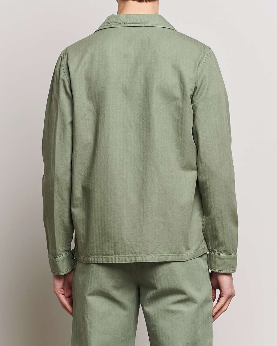Herre | Jakker | Aspesi | Cotton Herringbone Shirt Jacket Sage