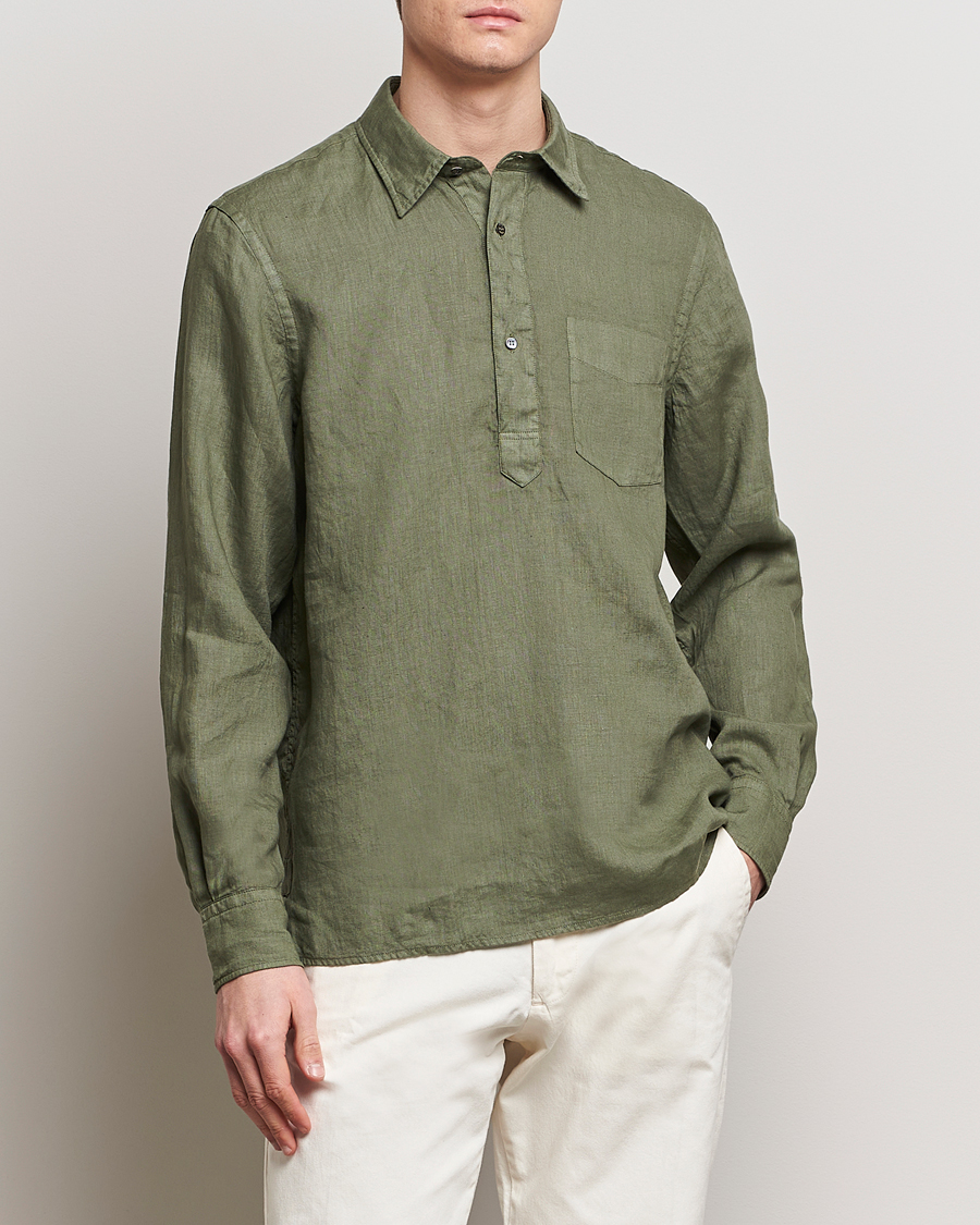 Herre | Italian Department | Aspesi | Linen Popover Shirt Military