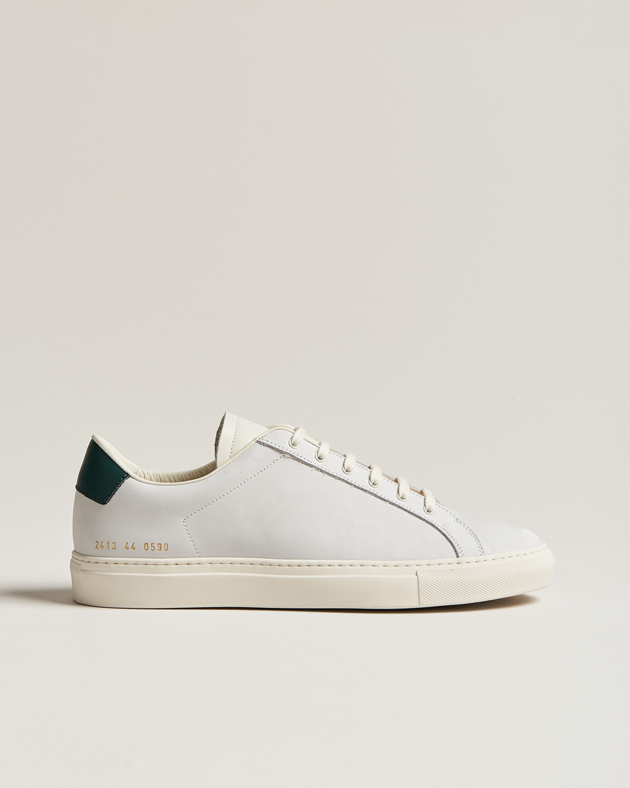 Herre | Common Projects Retro Pebbled Nappa Leather Sneaker White/Green | Common Projects | Retro Pebbled Nappa Leather Sneaker White/Green