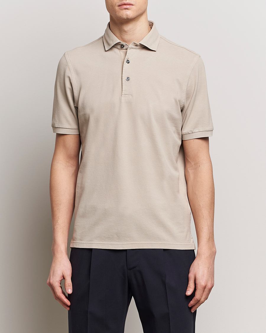 Herre | Afdelinger | Gran Sasso | Washed Polo Beige Melange