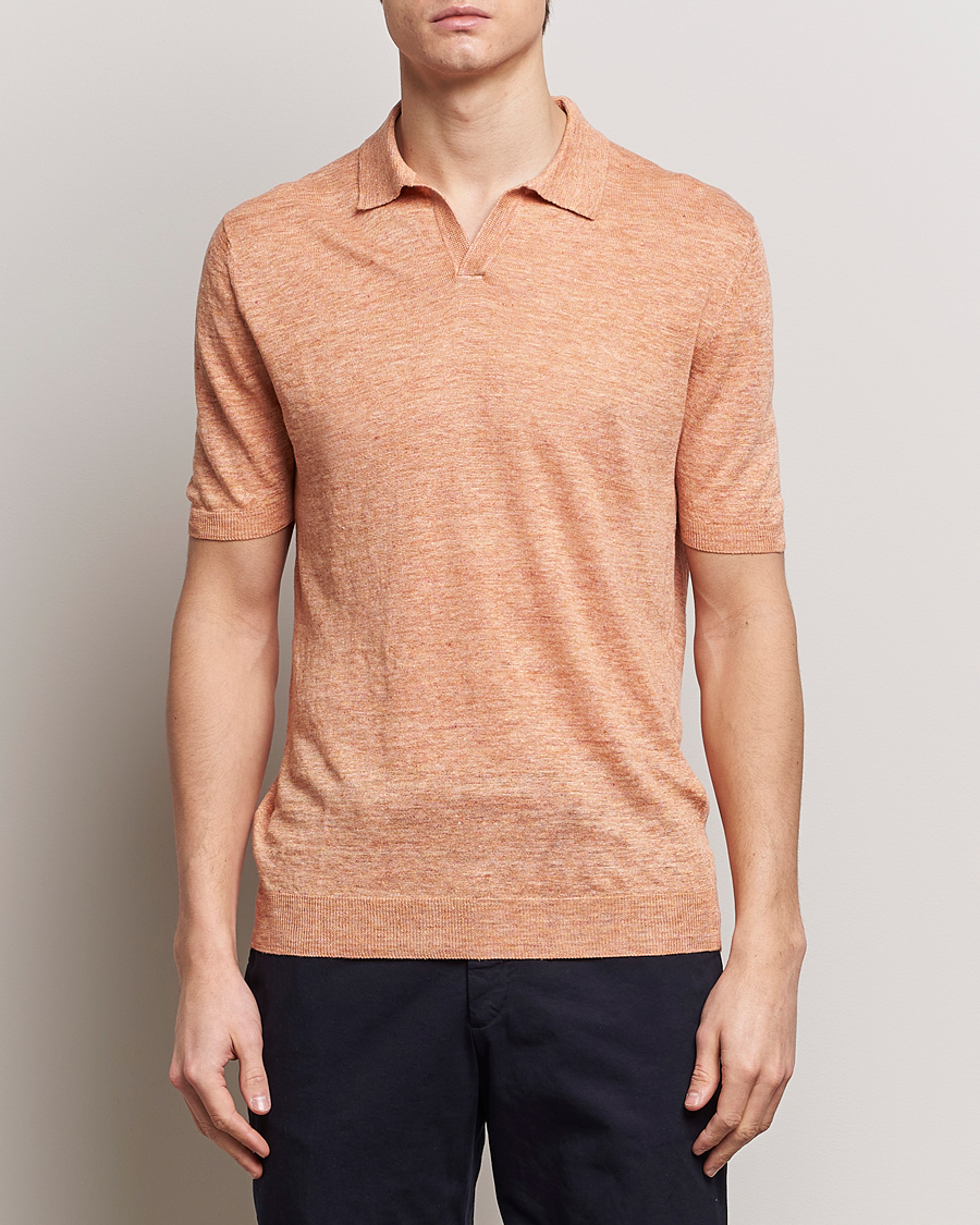 Herre | Kortærmede polotrøjer | Gran Sasso | Knitted Linen Polo Orange
