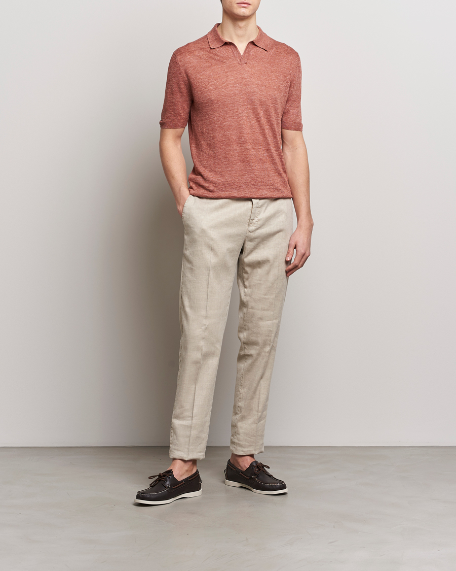 Herre | Polotrøjer | Gran Sasso | Knitted Linen Polo Rust Melange