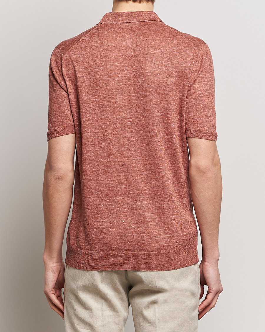 Herre | Polotrøjer | Gran Sasso | Knitted Linen Polo Rust Melange
