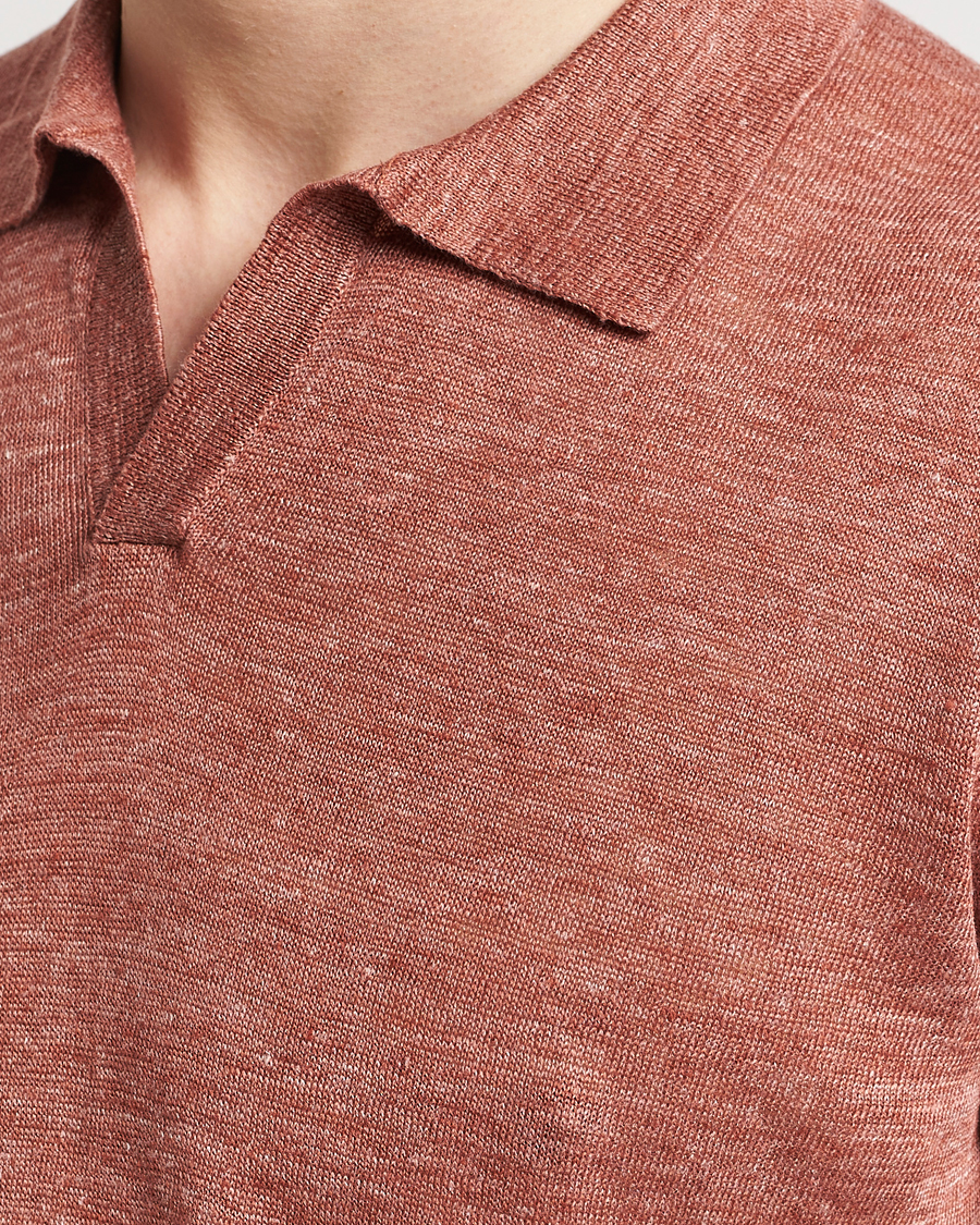 Herre | Polotrøjer | Gran Sasso | Knitted Linen Polo Rust Melange