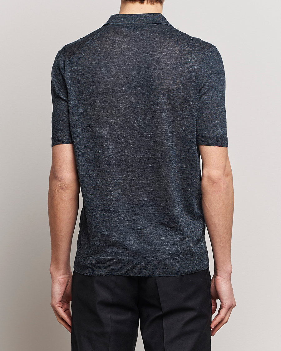 Herre | Polotrøjer | Gran Sasso | Knitted Linen Polo Navy