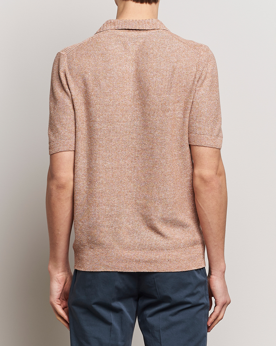 Herre | Polotrøjer | Gran Sasso | Linen/Cotton Open Collar Polo Rust Melange