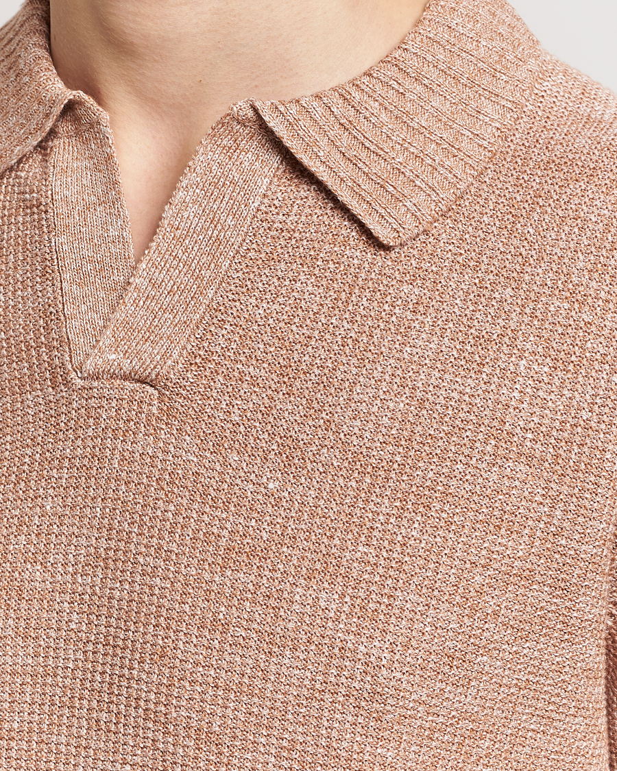 Herre | Polotrøjer | Gran Sasso | Linen/Cotton Open Collar Polo Rust Melange