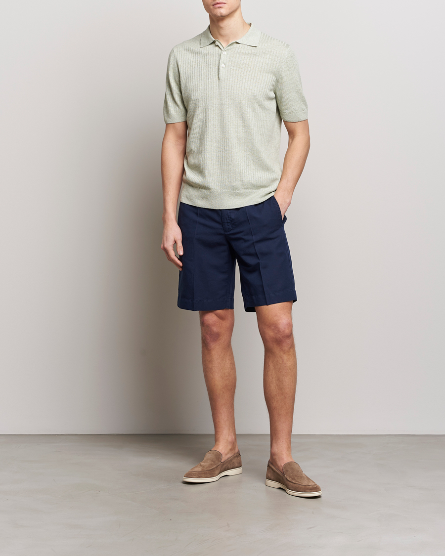 Herre | Polotrøjer | Gran Sasso | Linen/Cotton Structured Polo Light Green