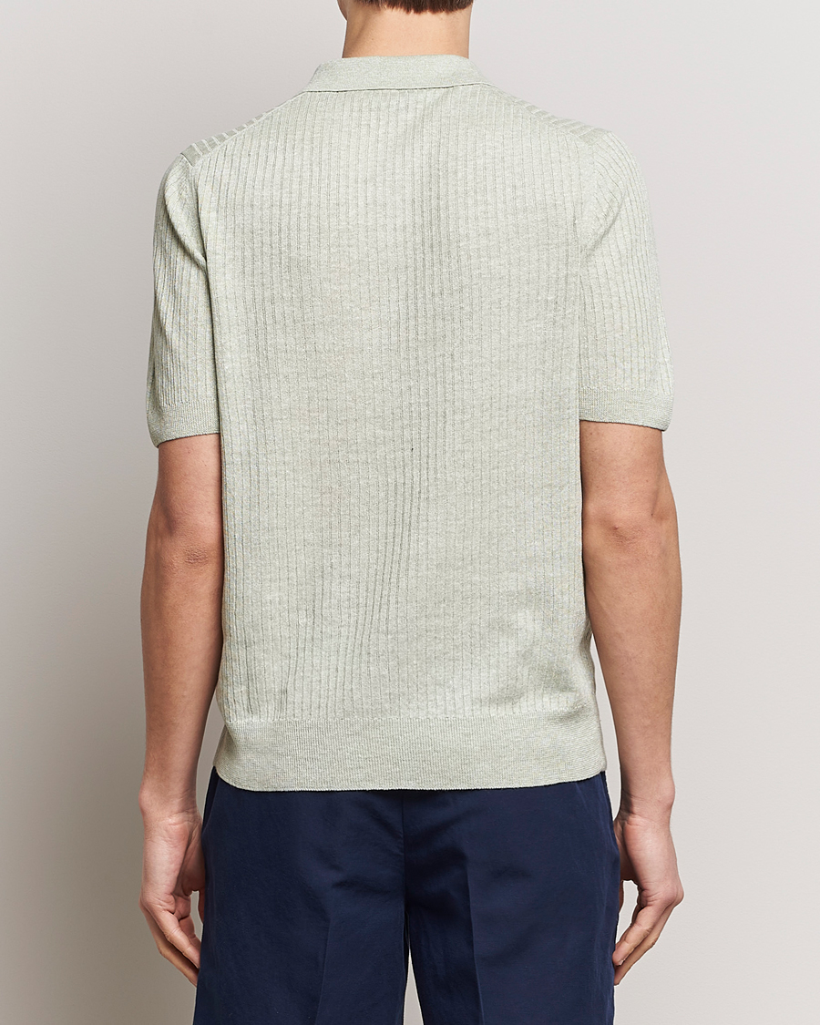 Herre | Polotrøjer | Gran Sasso | Linen/Cotton Structured Polo Light Green