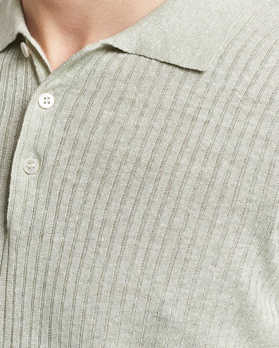Herre | Polotrøjer | Gran Sasso | Linen/Cotton Structured Polo Light Green