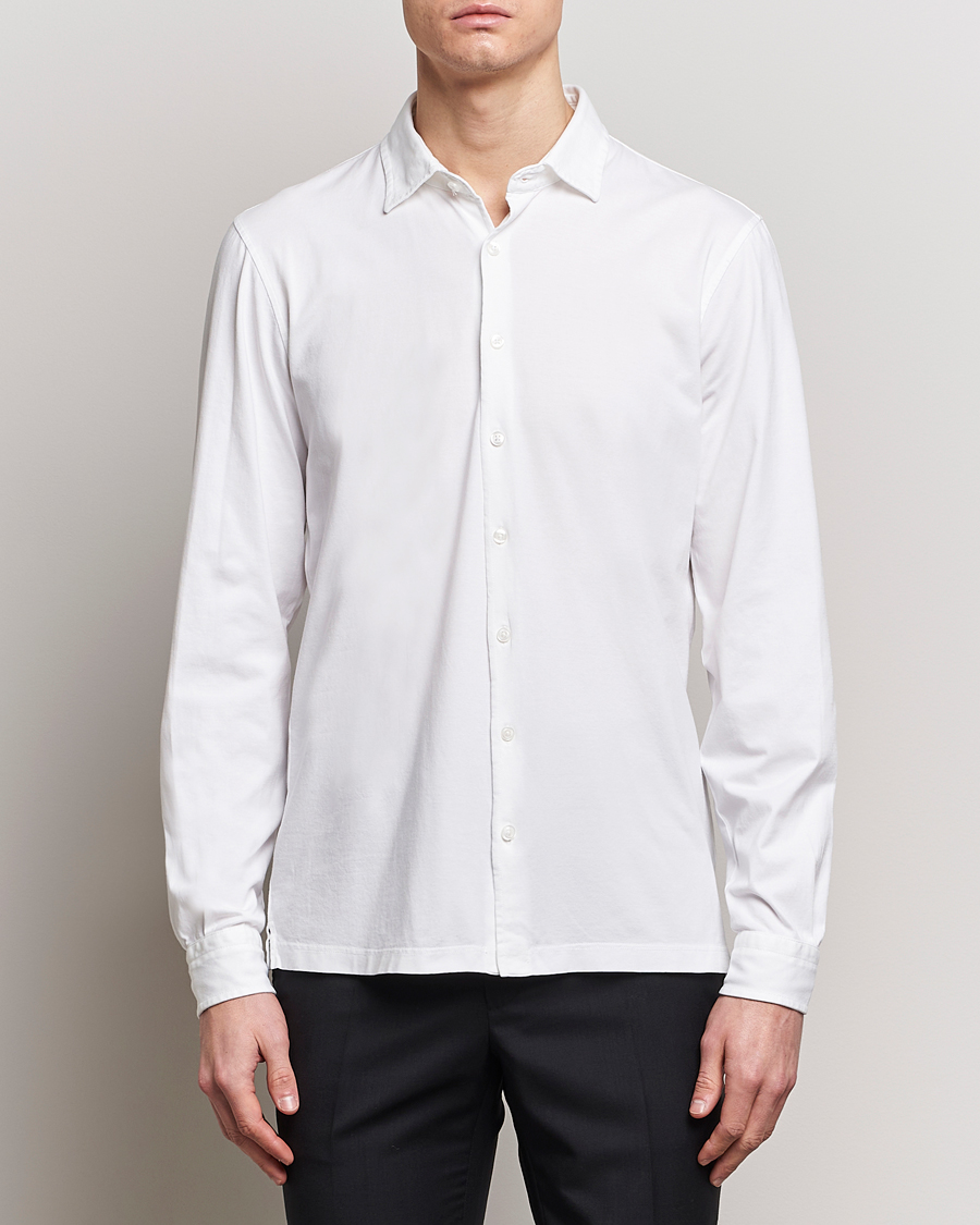 Herre | Casualskjorter | Gran Sasso | Washed Cotton Jersey Shirt White