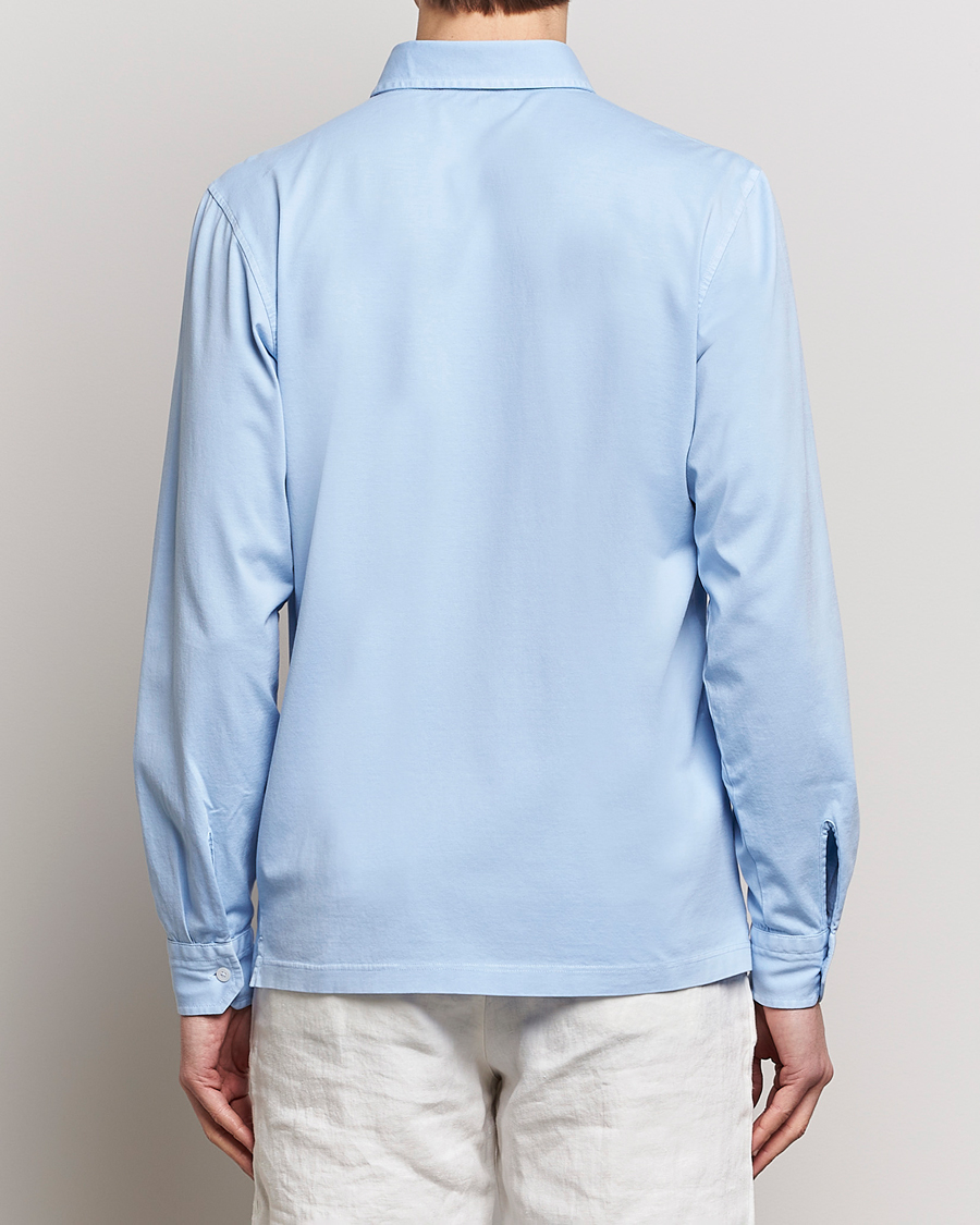 Herre | Skjorter | Gran Sasso | Washed Cotton Jersey Shirt Light Blue