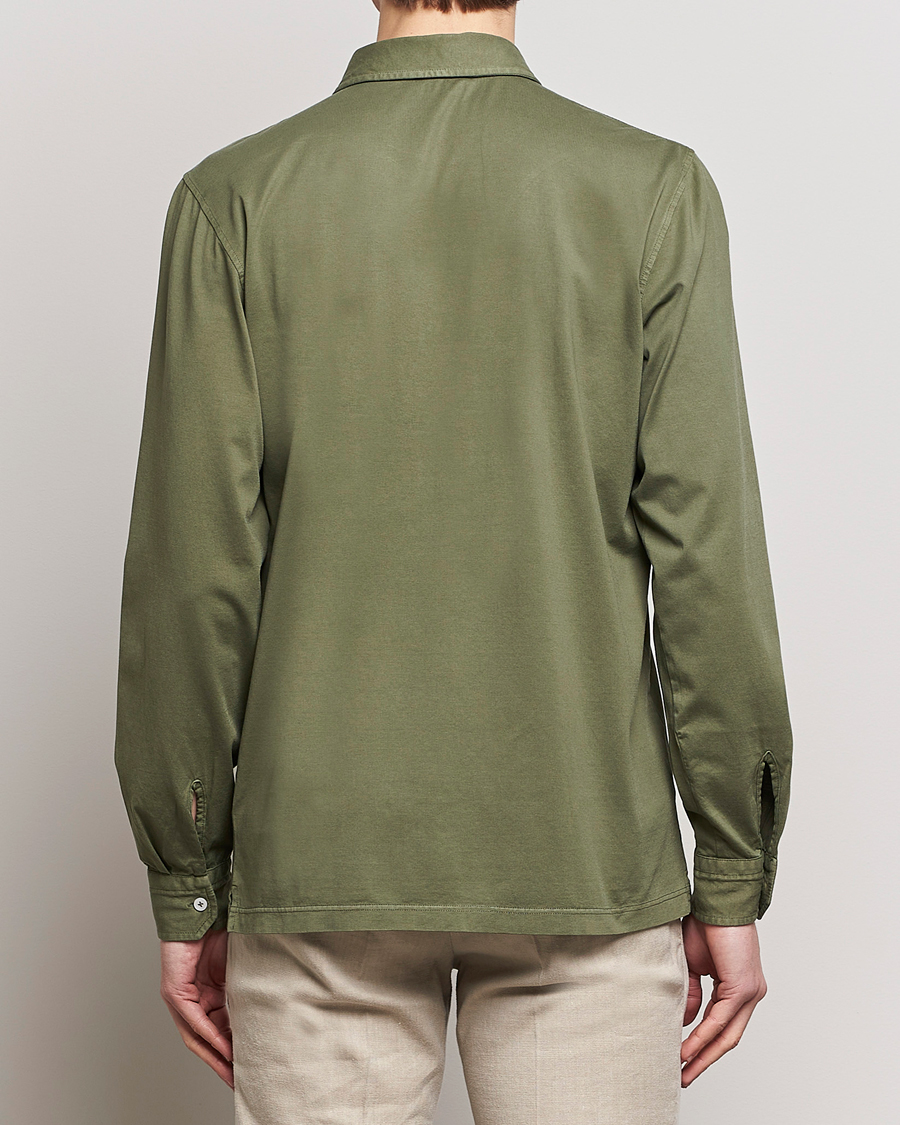 Herre | Skjorter | Gran Sasso | Washed Cotton Jersey Shirt Green