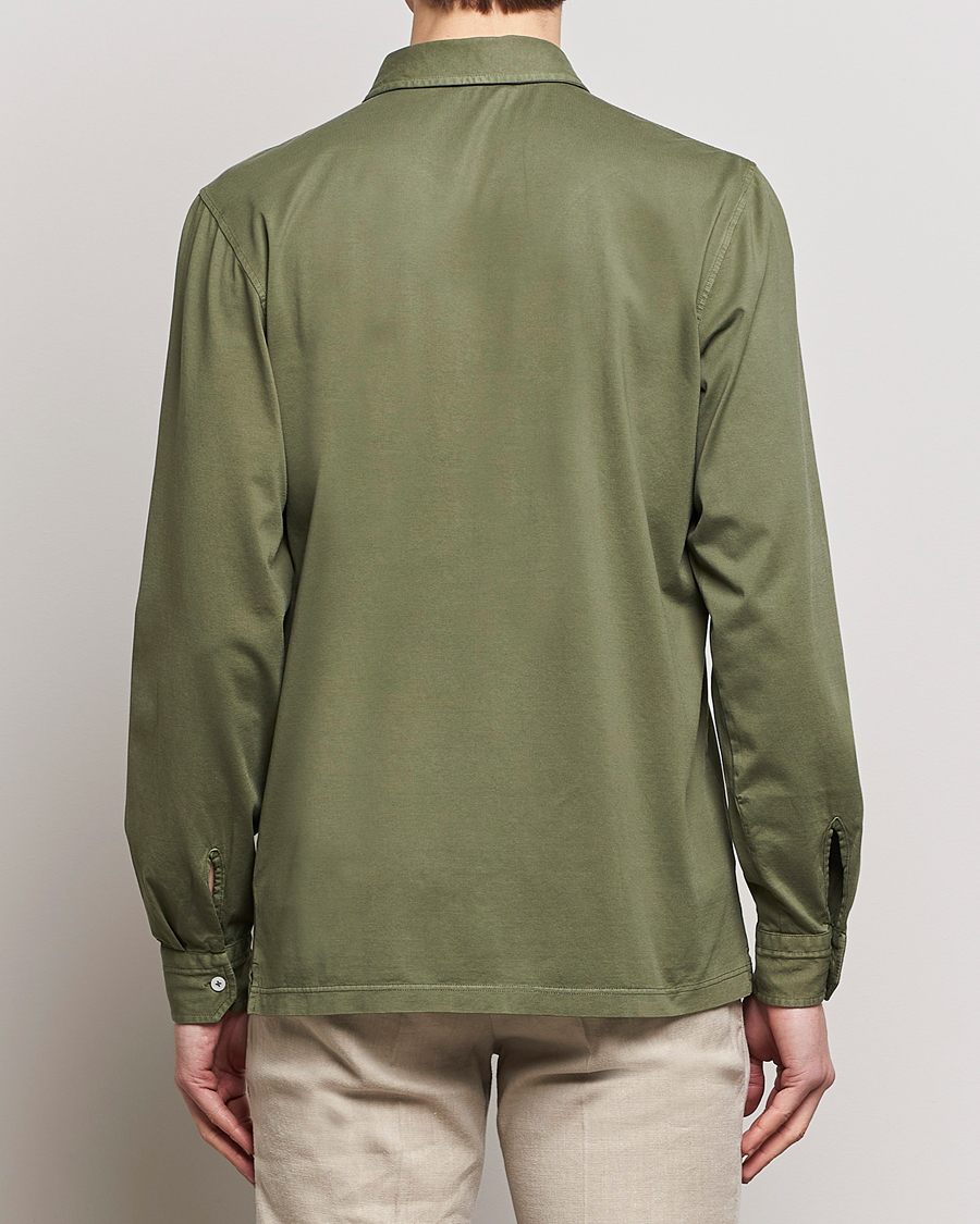 Herre | Skjorter | Gran Sasso | Washed Cotton Jersey Shirt Green