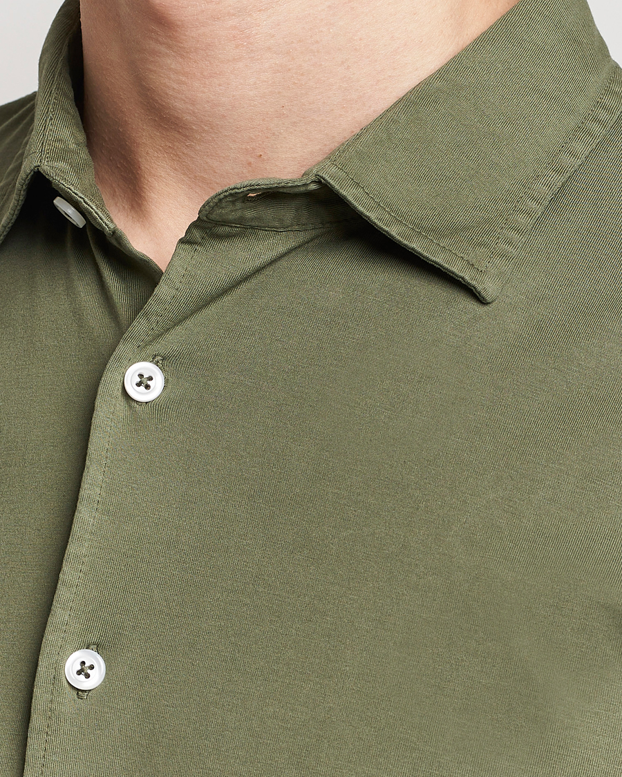 Herre | Skjorter | Gran Sasso | Washed Cotton Jersey Shirt Green
