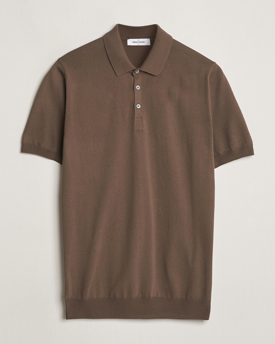 Herre | Polotrøjer | Gran Sasso | Cotton Knitted Polo Dark Brown