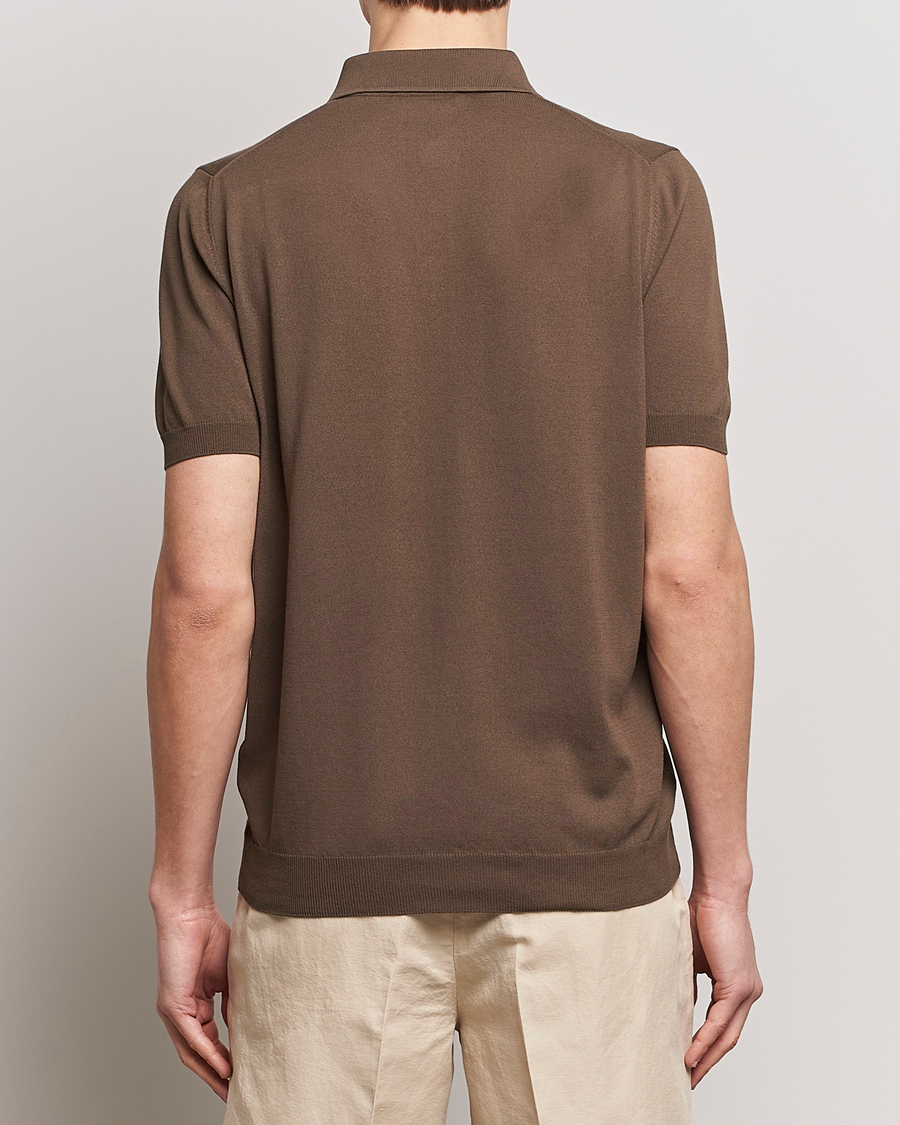 Herre | Polotrøjer | Gran Sasso | Cotton Knitted Polo Dark Brown