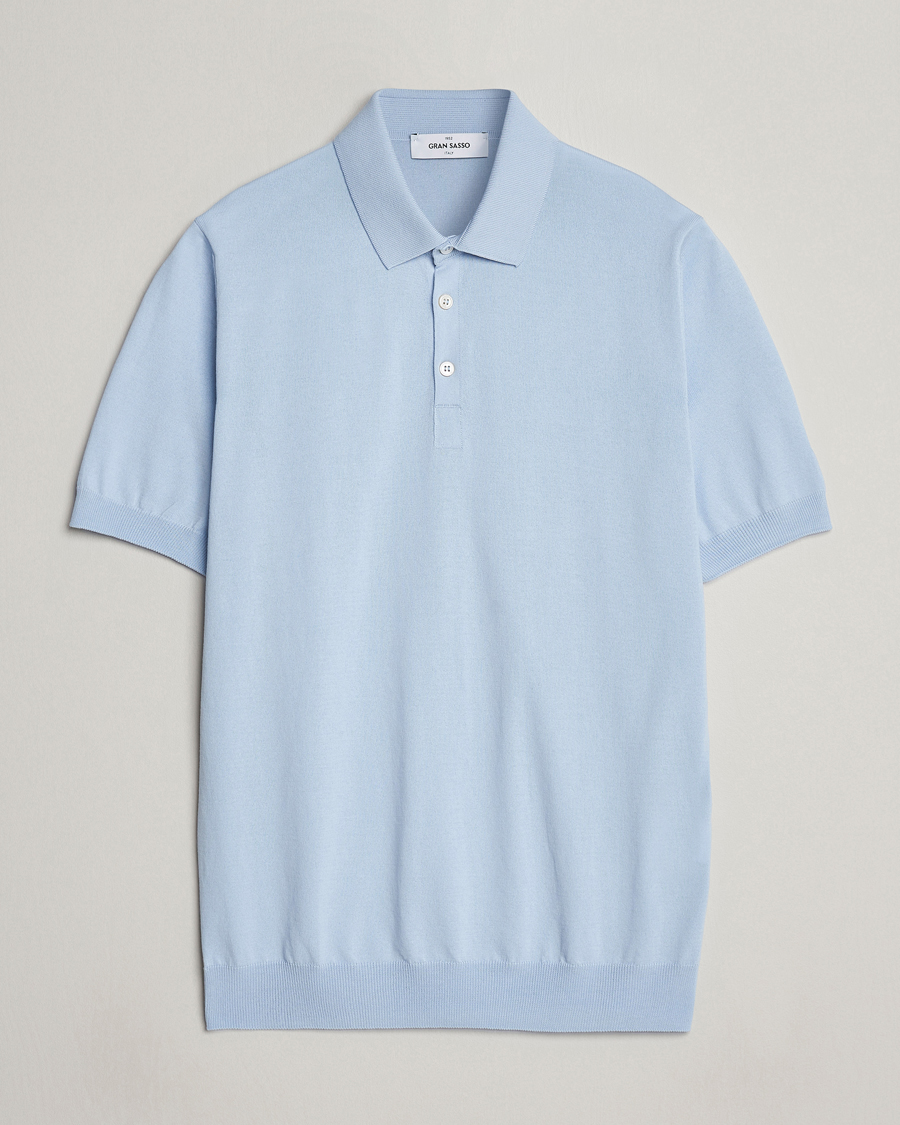 Herre | Polotrøjer | Gran Sasso | Cotton Knitted Polo Light Blue