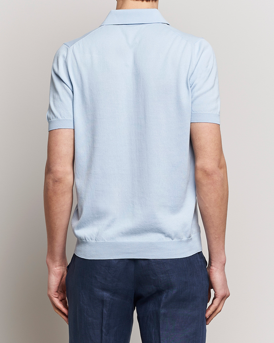 Herre | Polotrøjer | Gran Sasso | Cotton Knitted Polo Light Blue