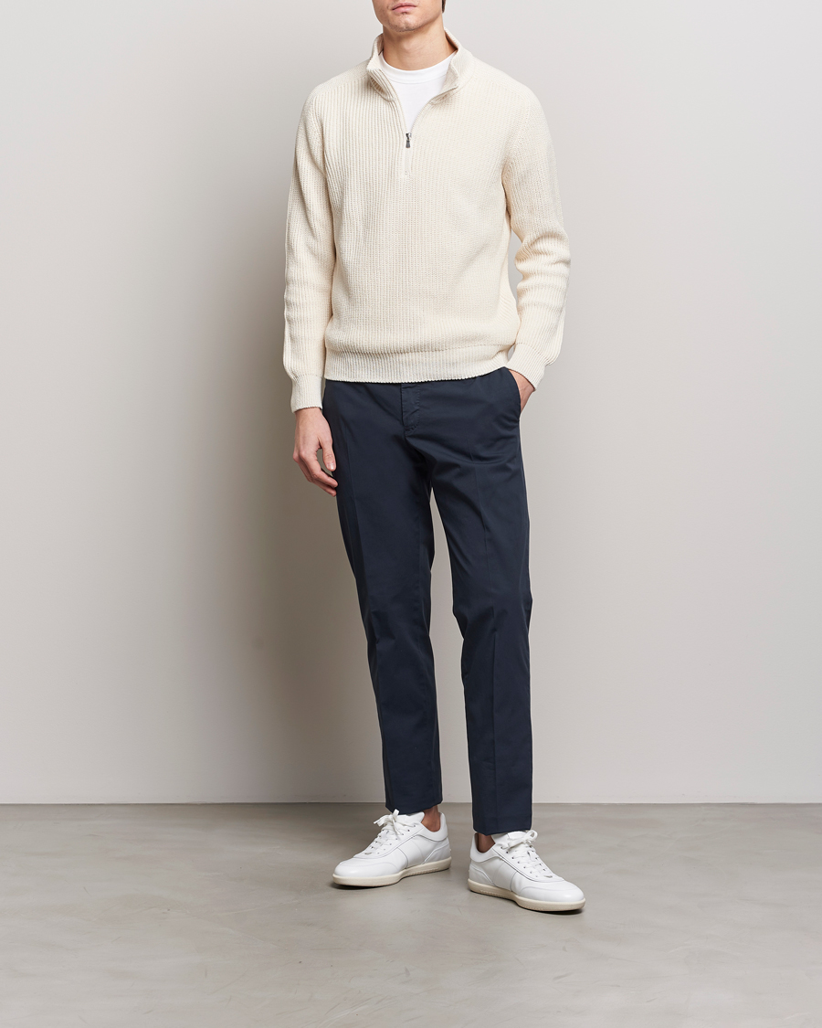 Herre | Trøjer | Gran Sasso | Cotton Heavy Knitted Half Zip Cream
