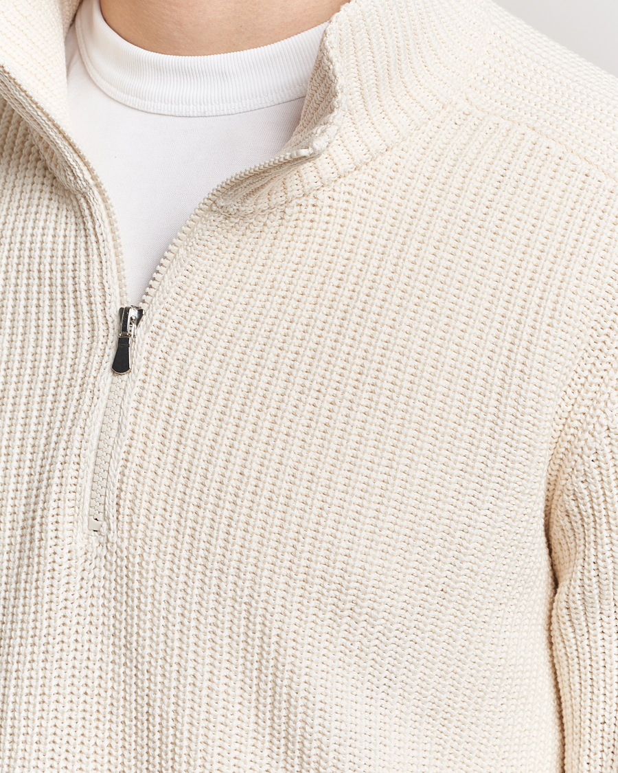 Herre | Trøjer | Gran Sasso | Cotton Heavy Knitted Half Zip Cream