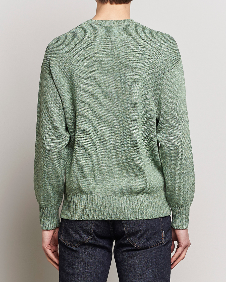Herre | Trøjer | Gran Sasso | Cotton Heavy Knitted Crew Neck Green Melange
