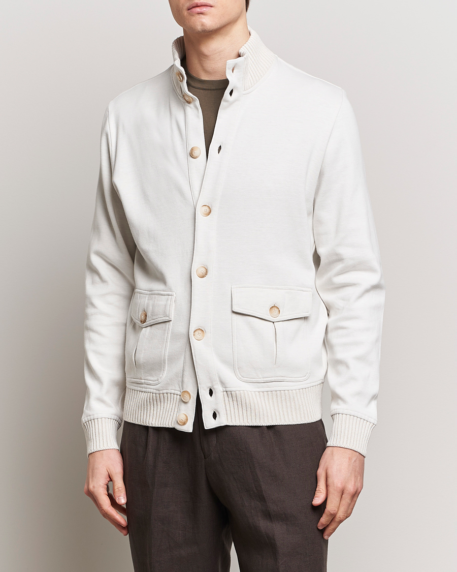 Herre | Formelle jakker | Gran Sasso | Cotton Pocket Bomber Jacket Cream