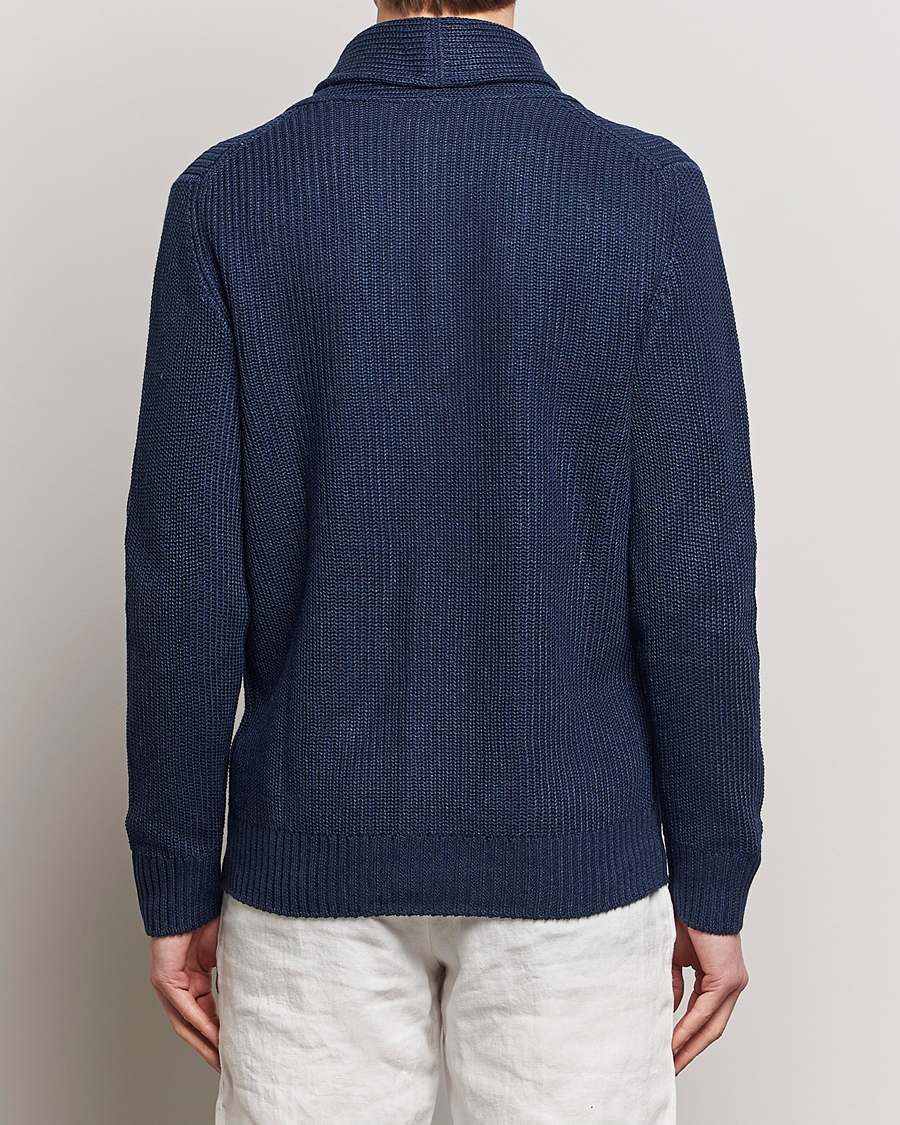 Herre | Trøjer | Gran Sasso | Linen/Cotton Shawl Collar Cardigan Navy