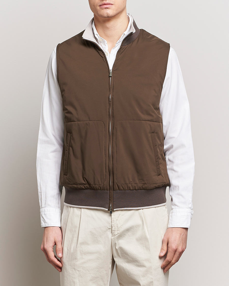 Herre | Tøj | Gran Sasso | Nylon Light Padded Gilet Dark Brown