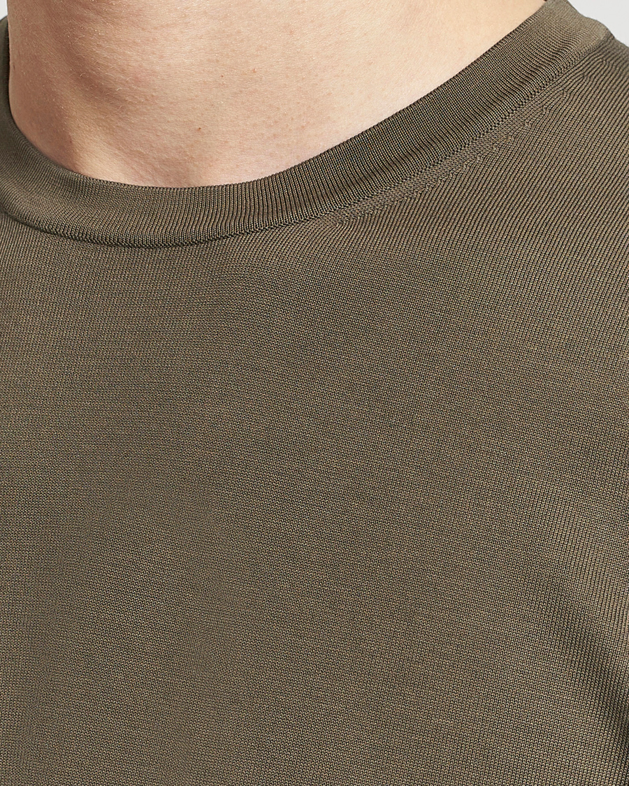 Herre | T-Shirts | Gran Sasso | Cotton Knitted Crew Neck T-Shirt Dark Brown