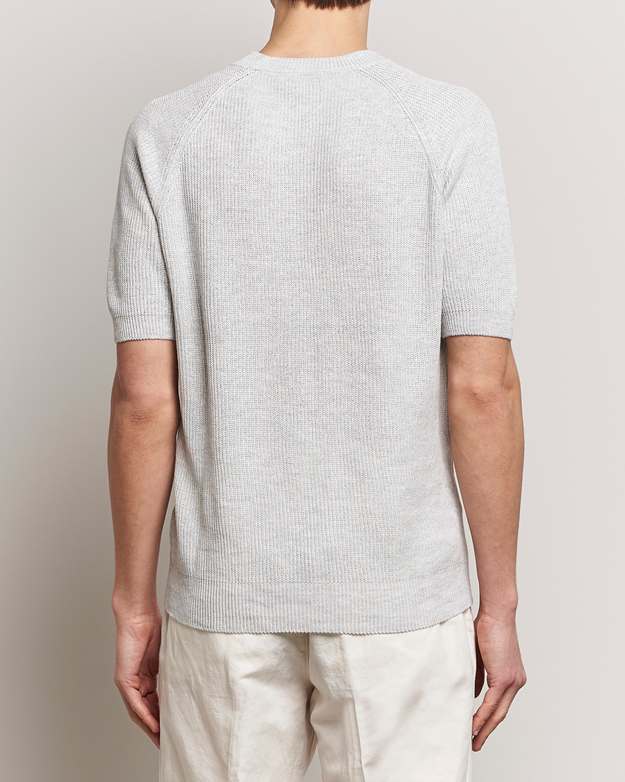 Herre | T-Shirts | Gran Sasso | Cotton Heavy Knitted Crew Neck T-Shirt Light Grey