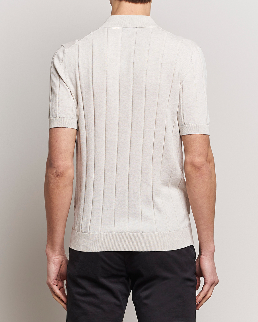 Herre | Skjorter | Gran Sasso | Cotton Structured Knitted Short Sleeve Shirt Cream