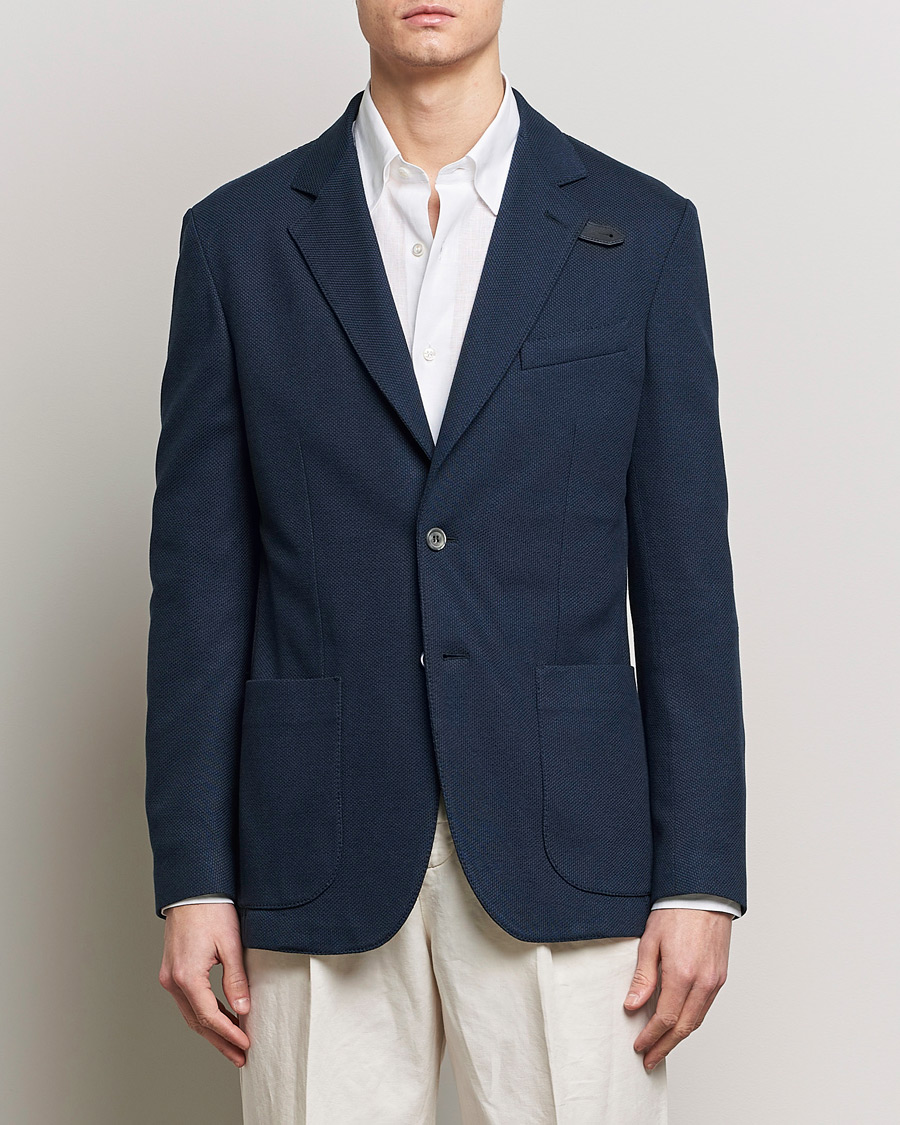 Herre | Uldblazer | Brioni | Cotton/Silk Jersey Blazer Navy